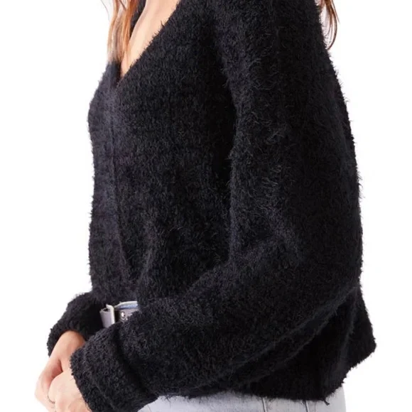 Free People | Icing V-Neck Sweater, Black, Size M - NWT - Picture 3 of 13